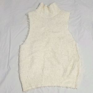 Express women white turtle neck sleeveless.